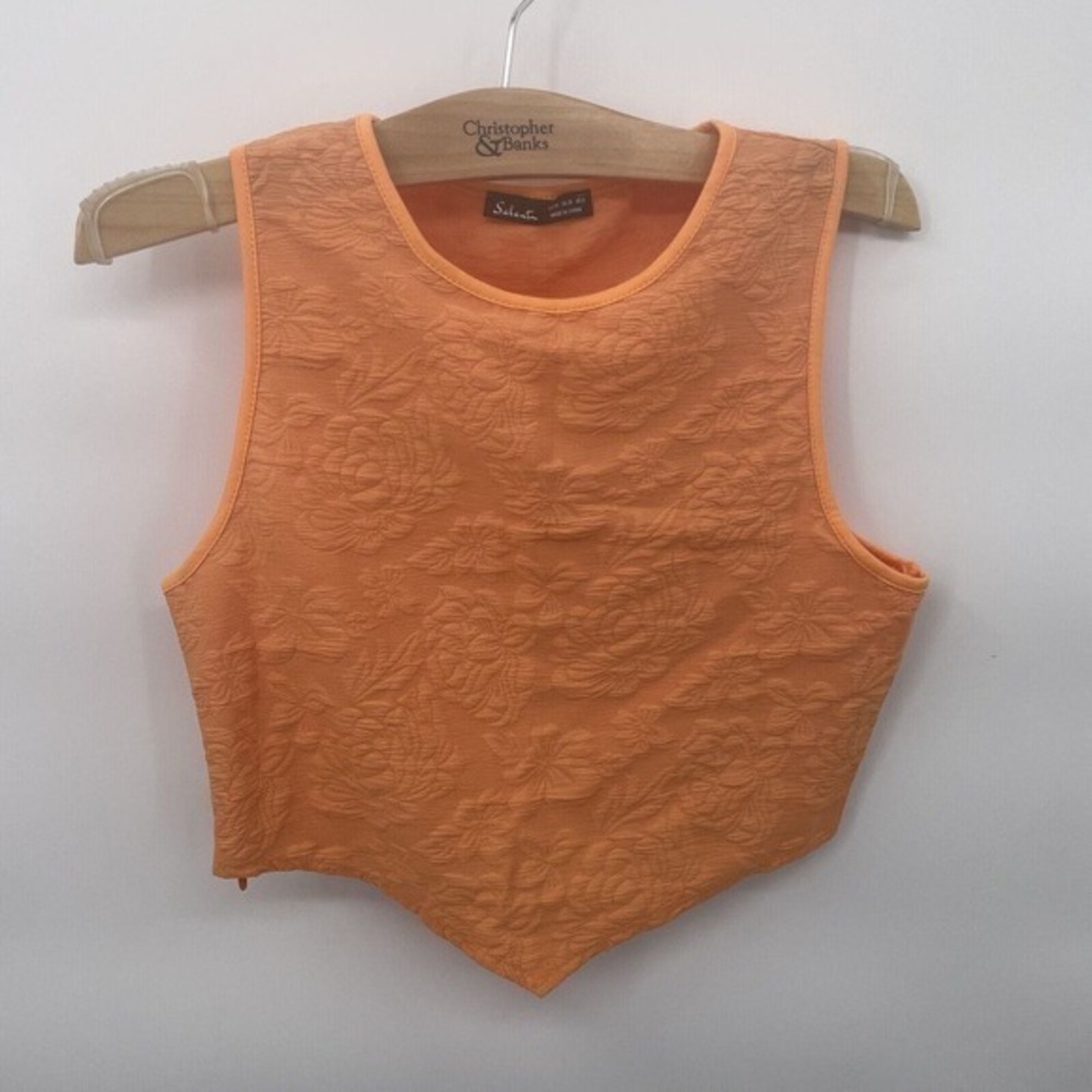 Salamt Orange Floral Embossed Corset‎ Point Cropped Tank Size Medium-10Y
